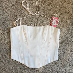 Nara satin lace up corset top in crème size medium